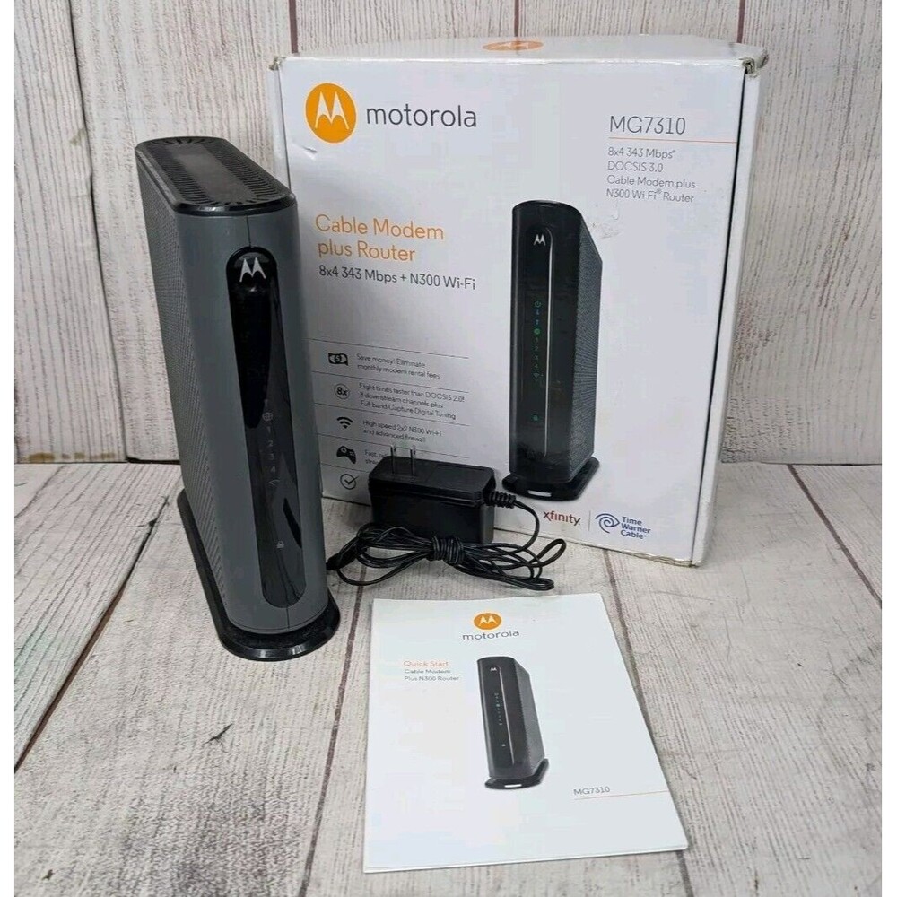 Motorola - MG7310 Wi-Fi Router - 8x4 343Mbps DOCSIS 3.0 - Cable Modem Plus N300